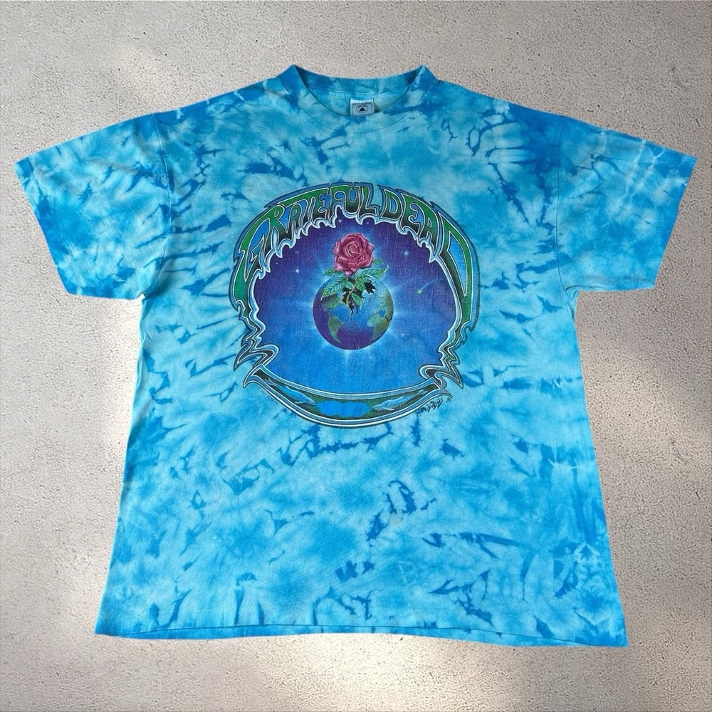 Vintage 90s Grateful Dead Shirt XL Mike DuBois Earth Rose Tie Dye Tour‎ Band USA